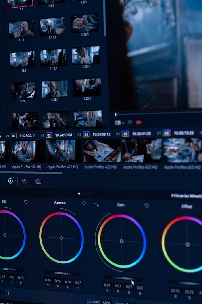 A detailed view of a video editing software interface showing color grading tools.